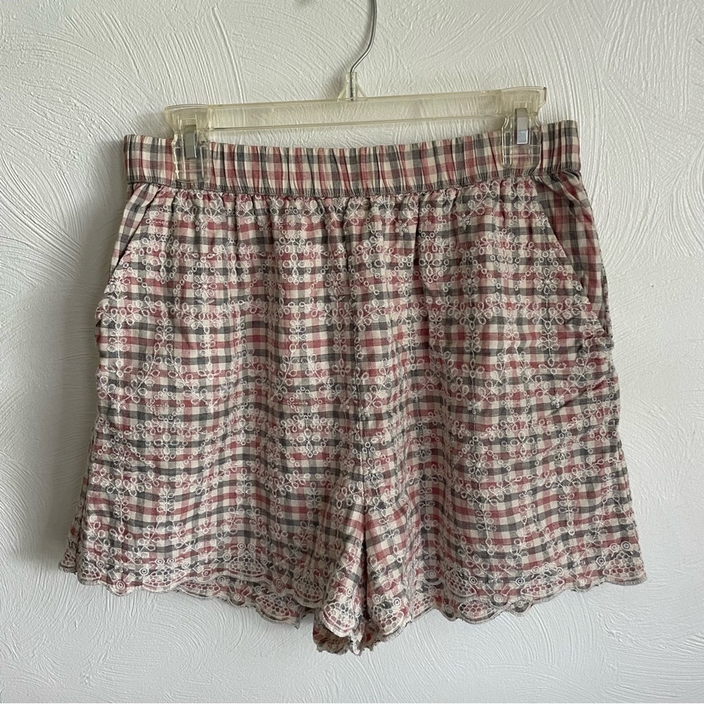 American Eagle Outfitters Plaid Embroidered Shorts